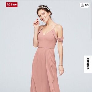 David's Bridal Off-the-Shoulder Dress in Ballet Pink